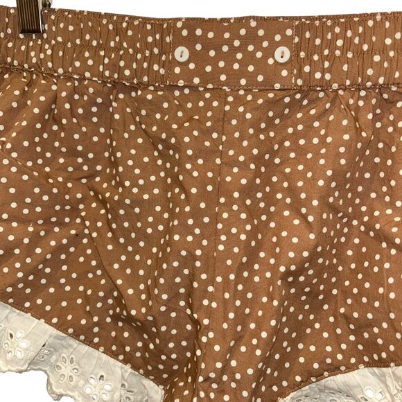 anthropologie NEW brown cream neutral polka dot broderie anglaise eyelet shorts - Picture 4 of 5